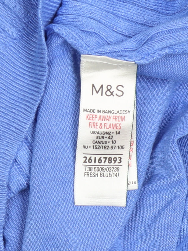 Marks and Spencer Women’s Blue 3/4 Sleeve Knit Tunic Top Size 14
