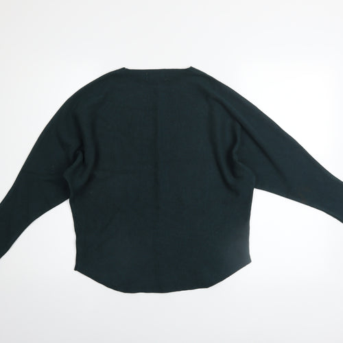 Quiz Women Green Rhinestone Long Sleeve Crew Neck Pullover Jumper Size M