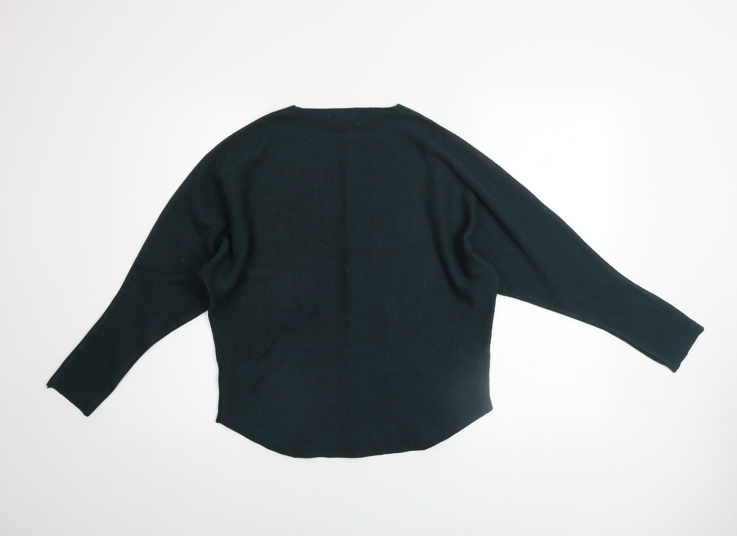 Quiz Women Green Rhinestone Long Sleeve Crew Neck Pullover Jumper Size M
