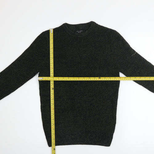 New Look Men Green Chunky-Knit Crew Neck Jumper XS