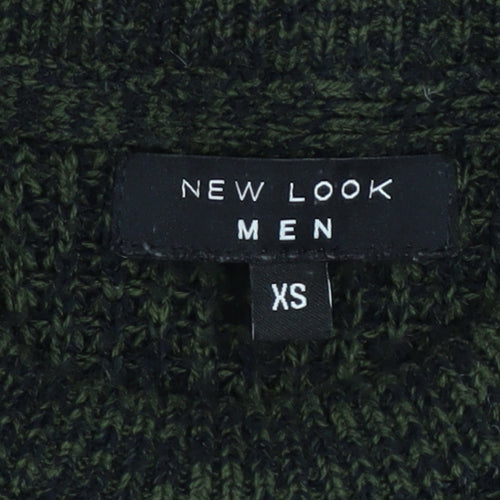 New Look Men Green Chunky-Knit Crew Neck Jumper XS