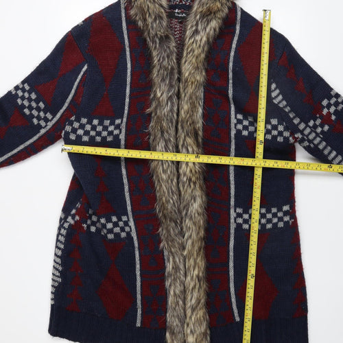 Simply Be Women's Multicoloured Faux Fur Trim Knit Coatigan Size 16/18