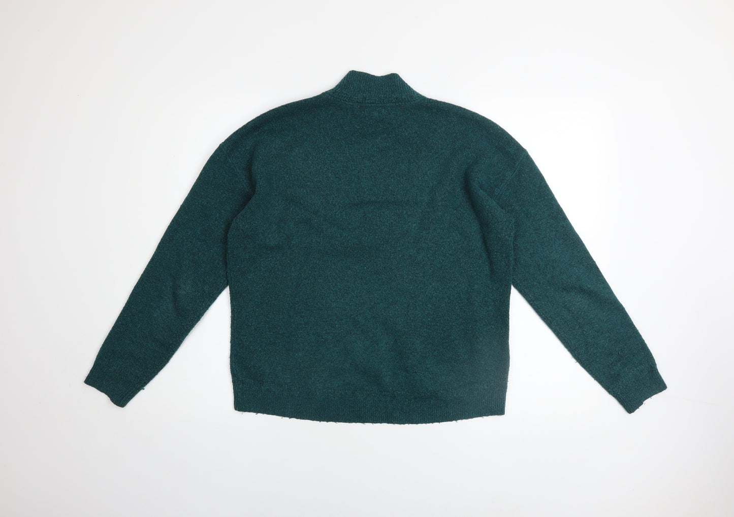 Fat Face Women Green Mock Neck Knit Jumper Size 10