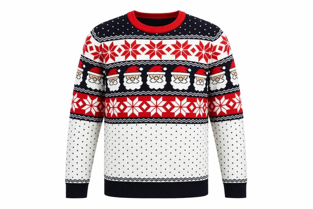 Front view of Men’s Large Multicoloured Christmas Santa Fair Isle Jumper
