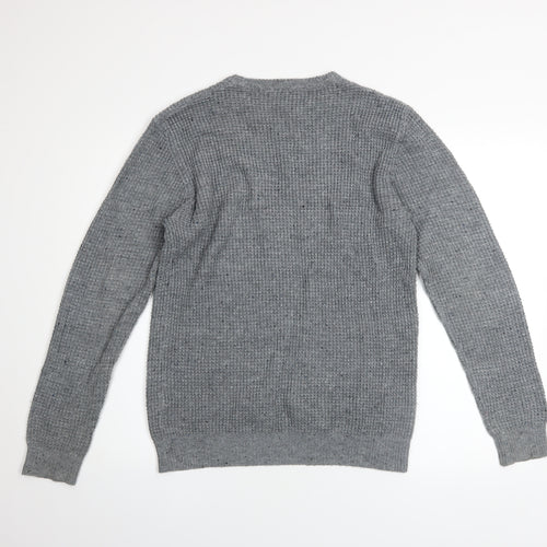 Cedar Wood State Men's Grey XS Crew Neck Waffle Knit Pullover Jumper