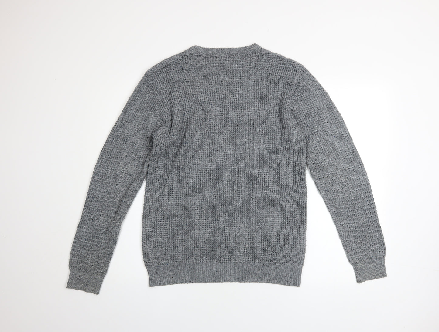 Cedar Wood State Men's Grey XS Crew Neck Waffle Knit Pullover Jumper