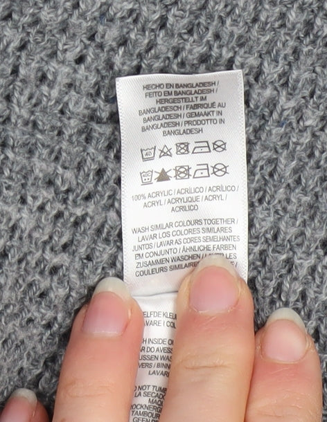 Cedar Wood State Men's Grey XS Crew Neck Waffle Knit Pullover Jumper