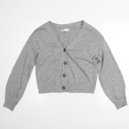 Hollister Womens Grey Cardigan XXS Cotton Nylon Viscose Knit