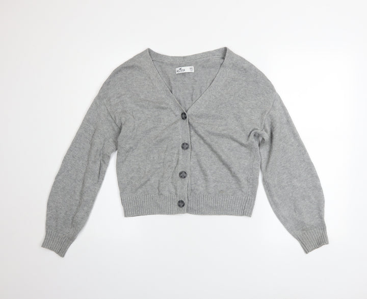 Hollister Womens Grey Cardigan XXS Cotton Nylon Viscose Knit