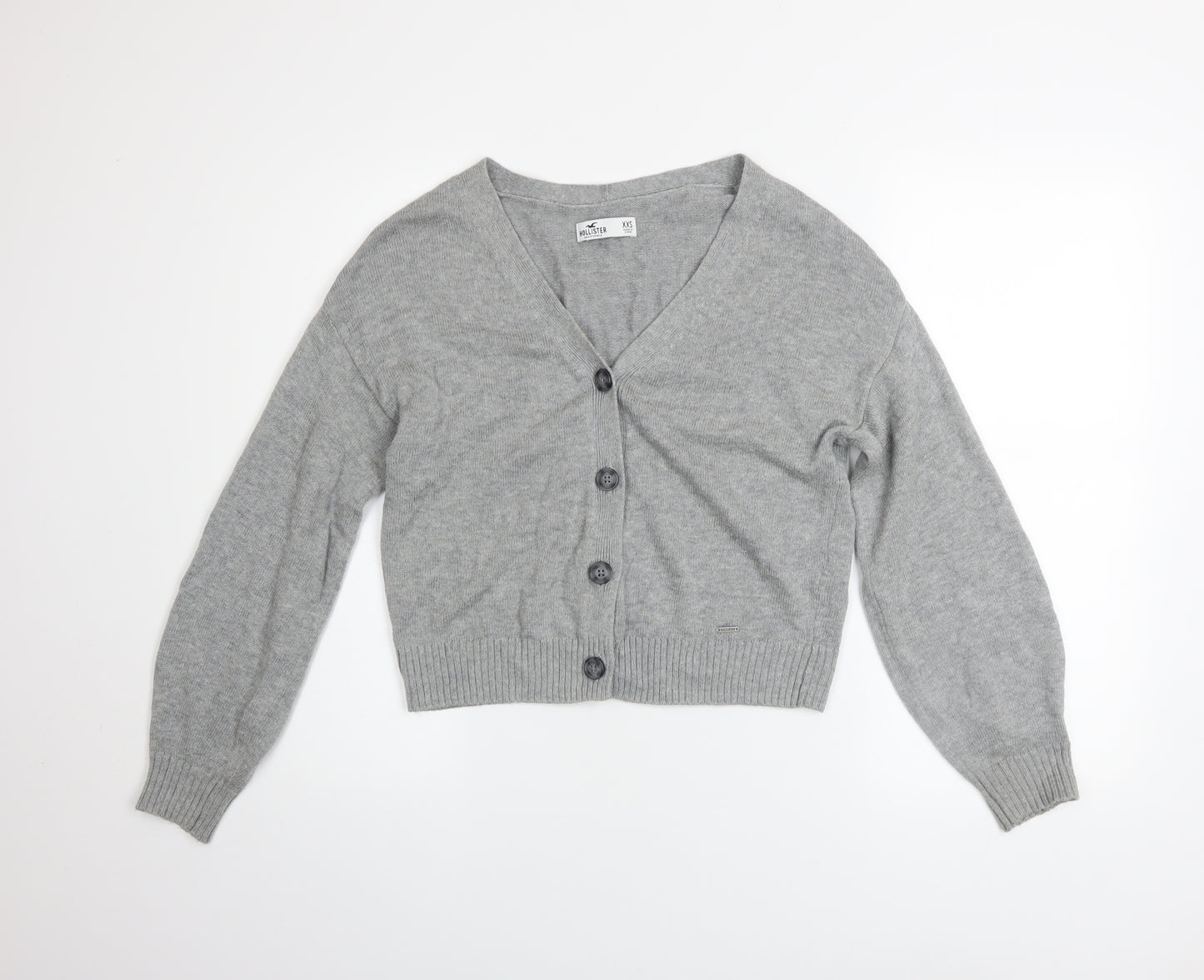 Hollister Womens Grey Cardigan XXS Cotton Nylon Viscose Knit