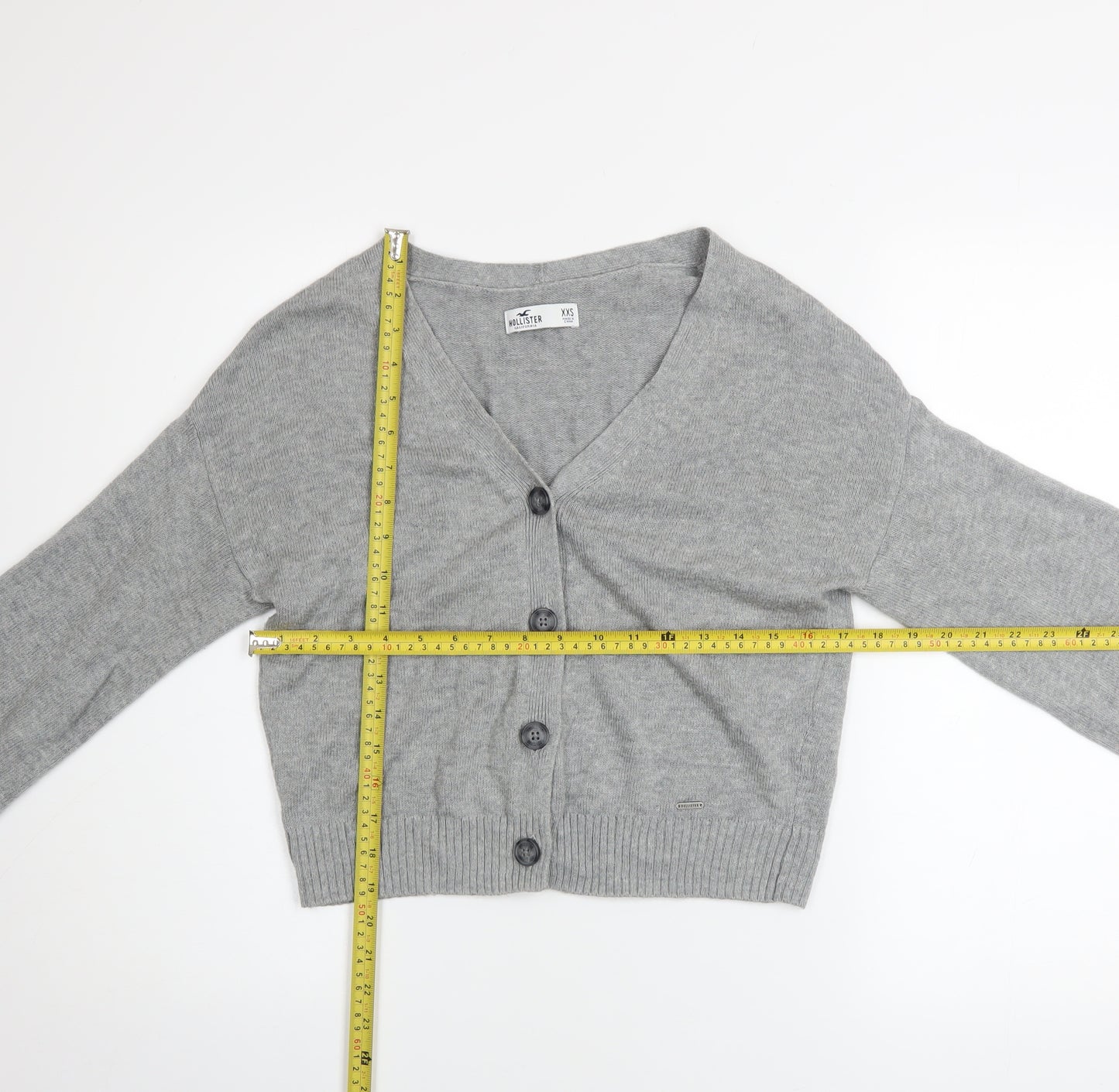Hollister Womens Grey Cardigan XXS Cotton Nylon Viscose Knit