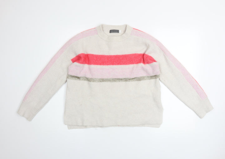 Mint Velvet Women’s Cream Pink Striped Crew Neck Knitted Jumper M