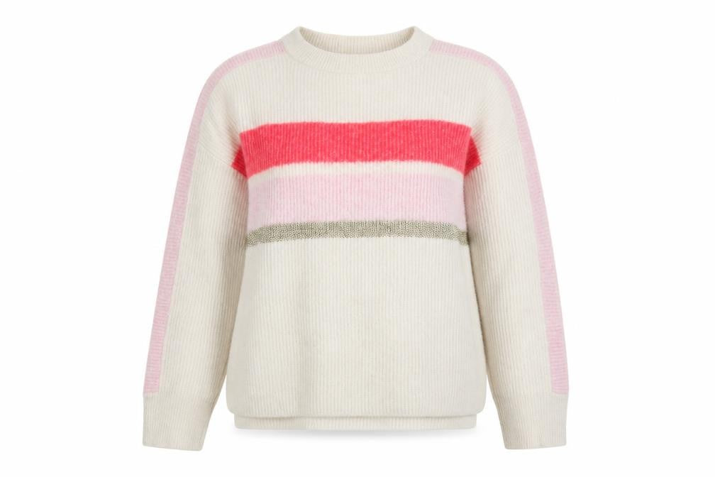 Mint Velvet Women’s Cream Pink Striped Crew Neck Knitted Jumper M