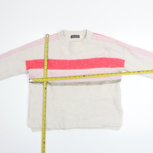 Mint Velvet Women’s Cream Pink Striped Crew Neck Knitted Jumper M