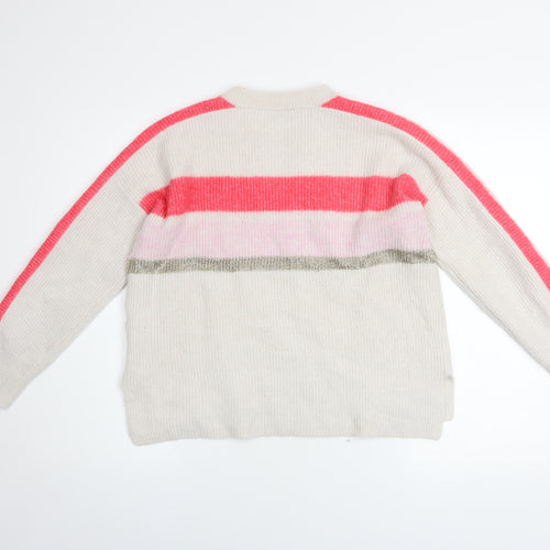 Mint Velvet Women’s Cream Pink Striped Crew Neck Knitted Jumper M