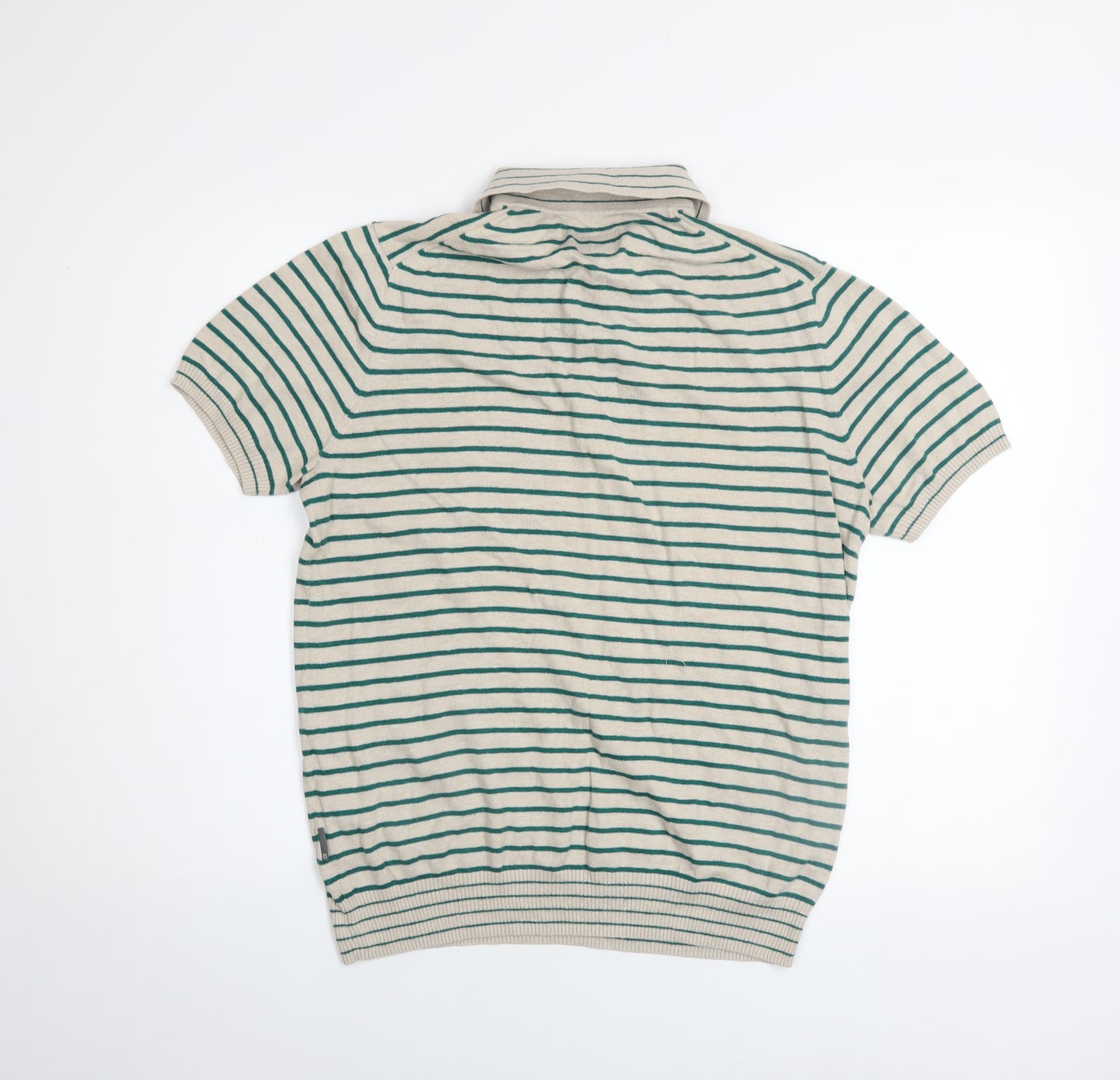 Peter Werth Men’s Beige Striped Cotton Polo Shirt Size M