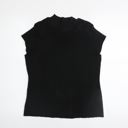 ASOS Women’s Black Mock Neck Ribbed Short Sleeve Top Size L