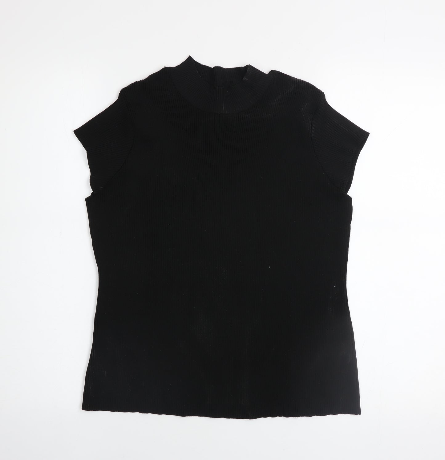 ASOS Women’s Black Mock Neck Ribbed Short Sleeve Top Size L