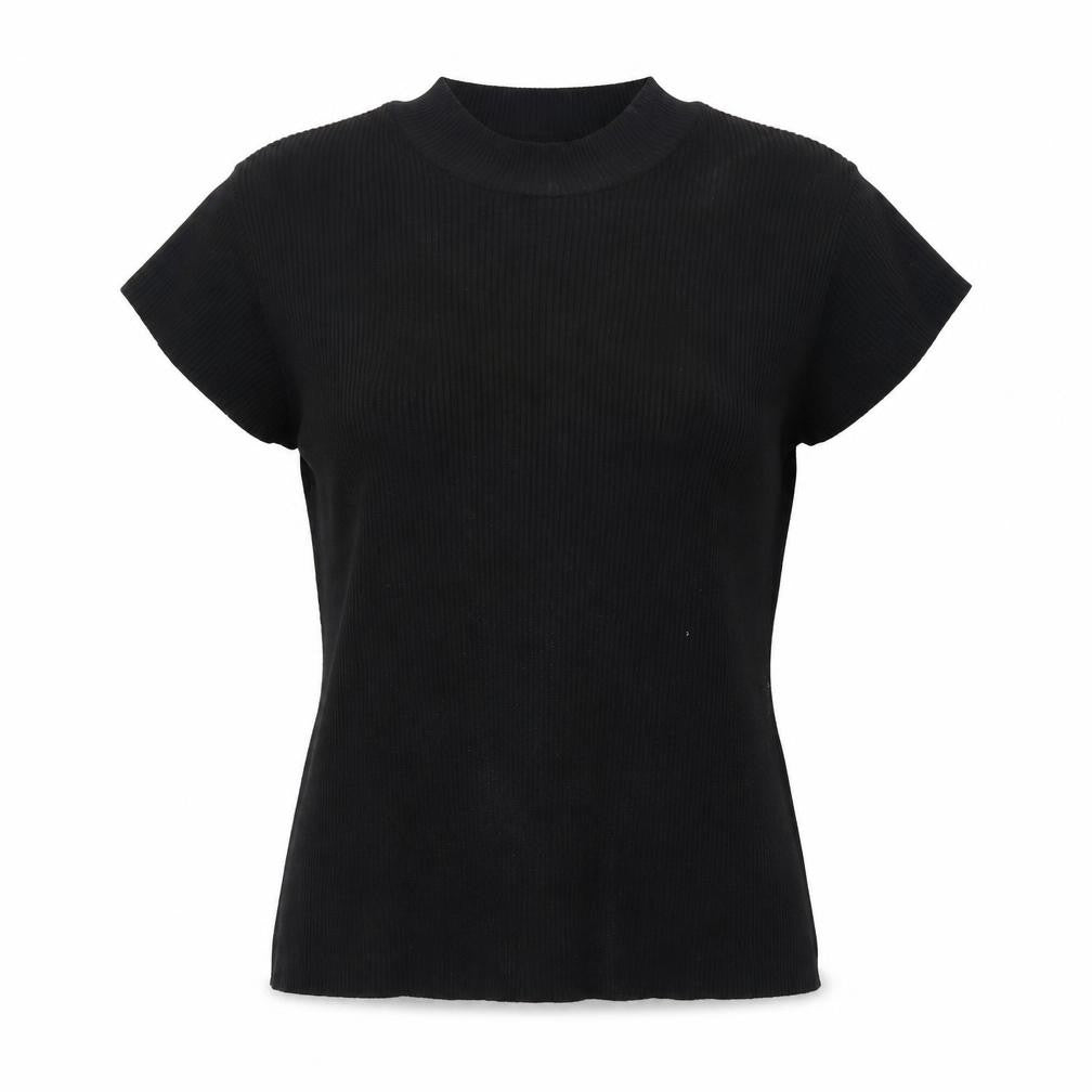 ASOS Women’s Black Mock Neck Ribbed Short Sleeve Top Size L