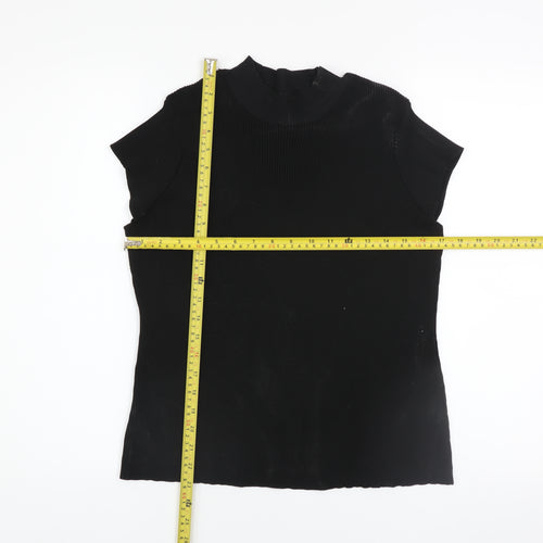 ASOS Women’s Black Mock Neck Ribbed Short Sleeve Top Size L