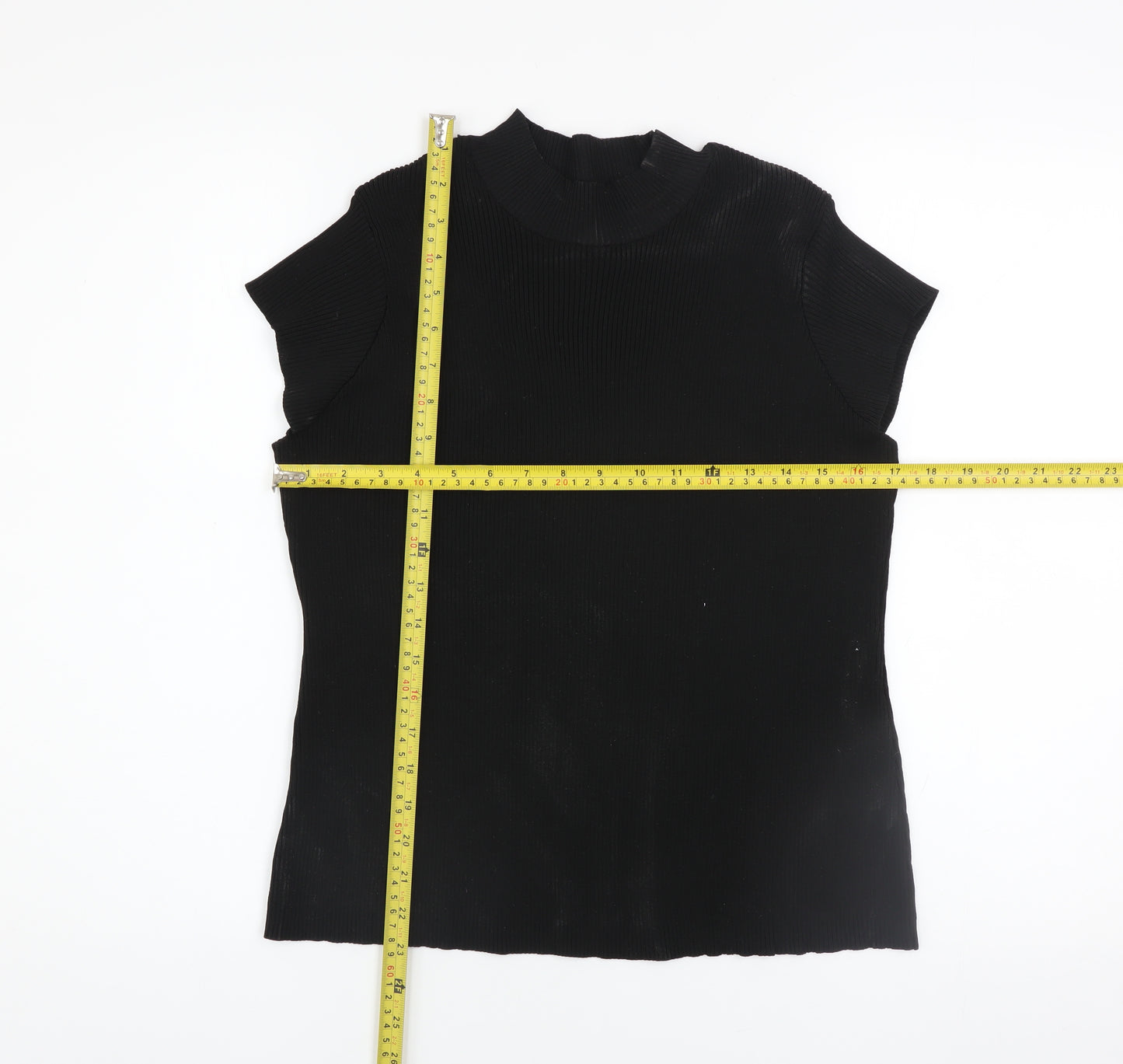 ASOS Women’s Black Mock Neck Ribbed Short Sleeve Top Size L