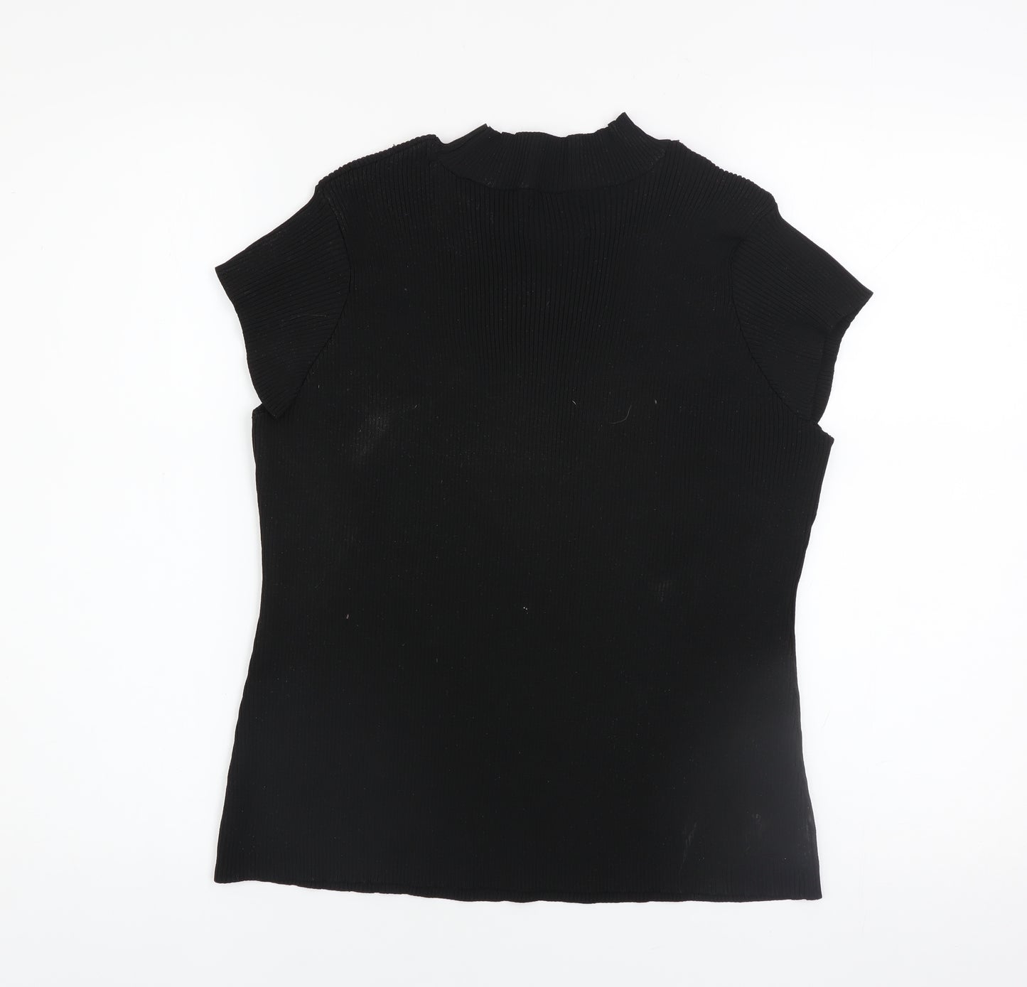ASOS Women’s Black Mock Neck Ribbed Short Sleeve Top Size L