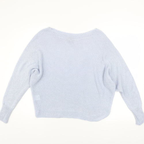 Nina Murati Women Blue Open-Knit Lightweight Pullover Jumper S