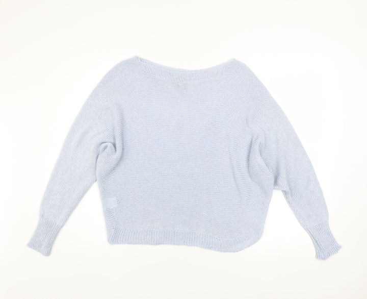 Nina Murati Women Blue Open-Knit Lightweight Pullover Jumper S