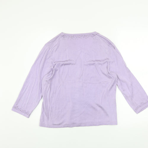 Marks and Spencer Women’s Purple Silk Beaded V-Neck Cardigan Size 18