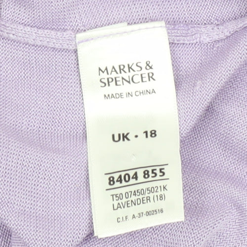 Marks and Spencer Women’s Purple Silk Beaded V-Neck Cardigan Size 18