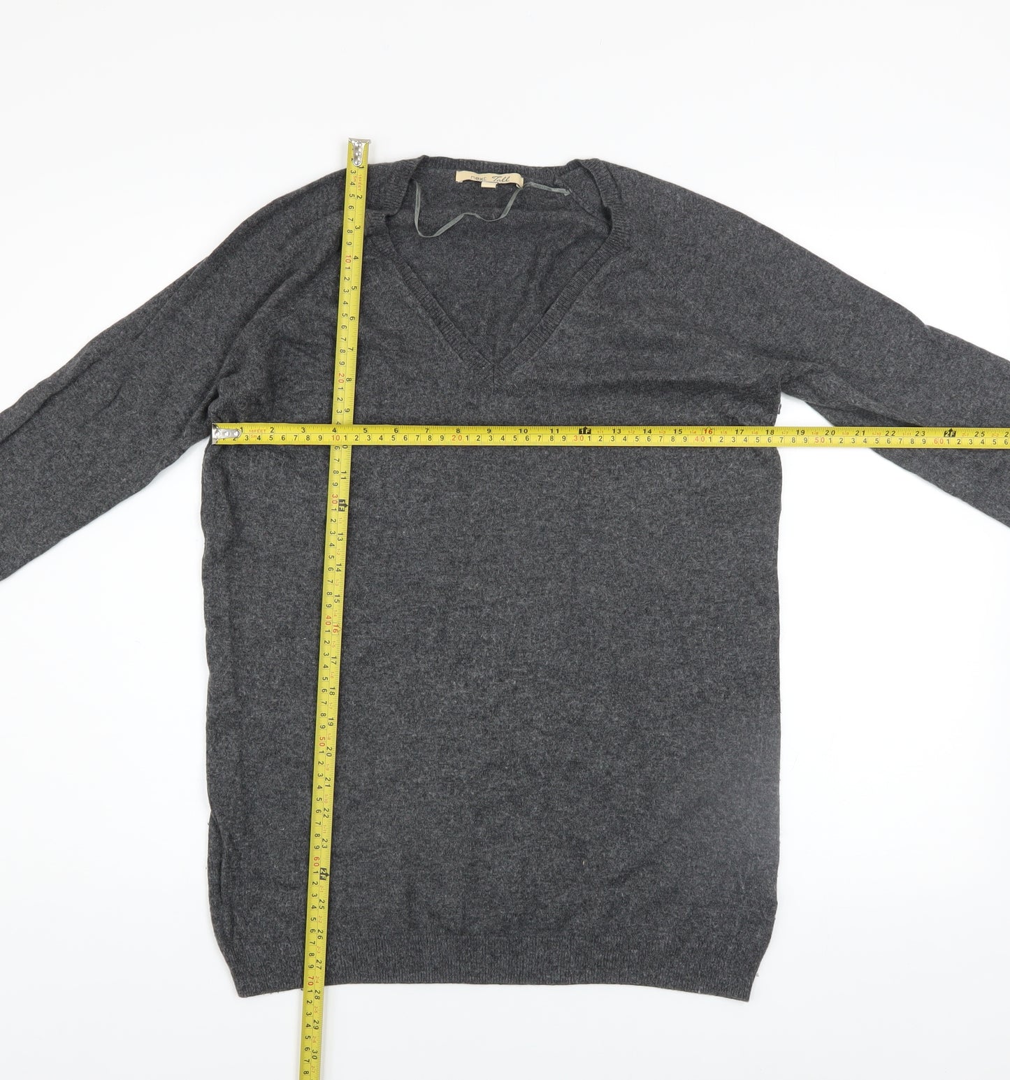Next Women’s Grey V-Neck Long Sleeve Pullover Jumper Size 12