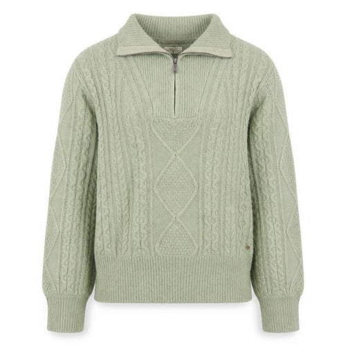 Fat Face Women’s Green Cable-Knit 1/4 Zip Jumper Size 12