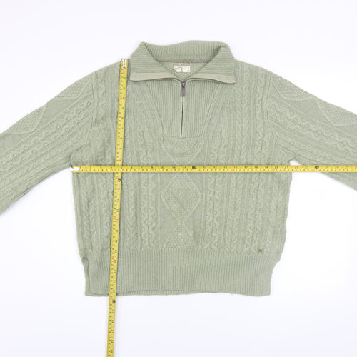 Fat Face Women’s Green Cable-Knit 1/4 Zip Jumper Size 12