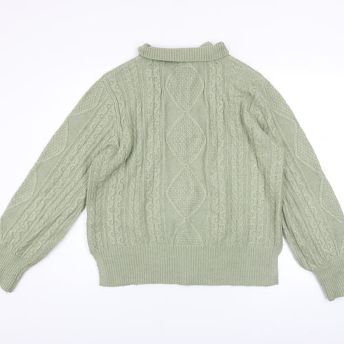 Fat Face Women’s Green Cable-Knit 1/4 Zip Jumper Size 12
