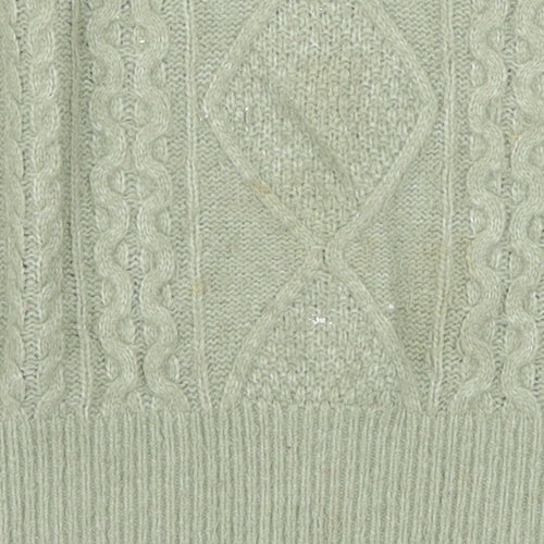 Fat Face Women’s Green Cable-Knit 1/4 Zip Jumper Size 12