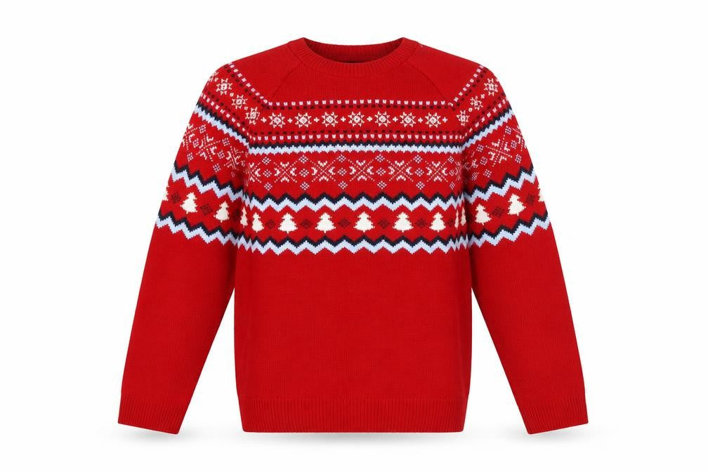 Burton Menswear London Men's Red Fair Isle Christmas Jumper M