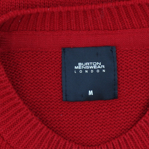 Burton Menswear London Men's Red Fair Isle Christmas Jumper M
