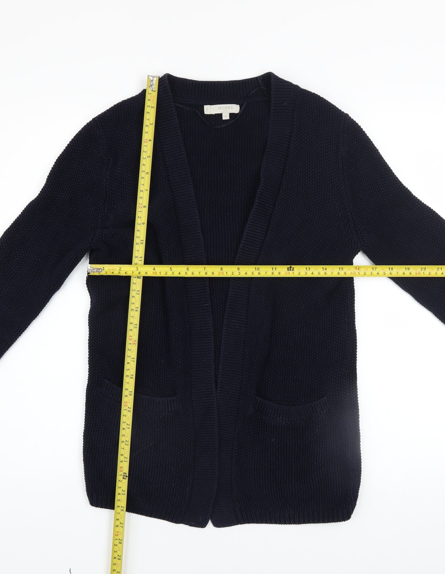 Hobbs Women’s Blue Cotton Knit Long Sleeve Open Cardigan XS