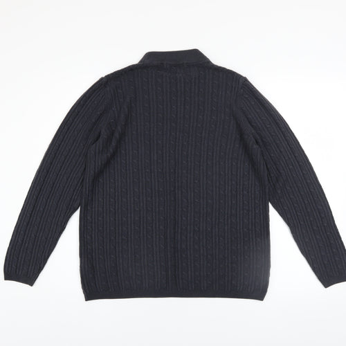 Marks and Spencer Womens Blue Size 18 Cable Knit Mock Neck Jumper
