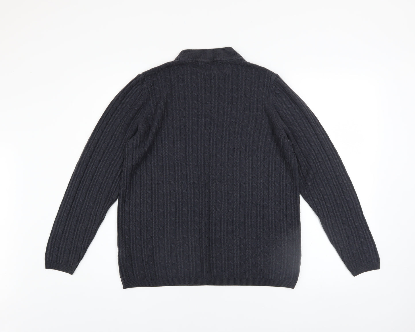 Marks and Spencer Womens Blue Size 18 Cable Knit Mock Neck Jumper