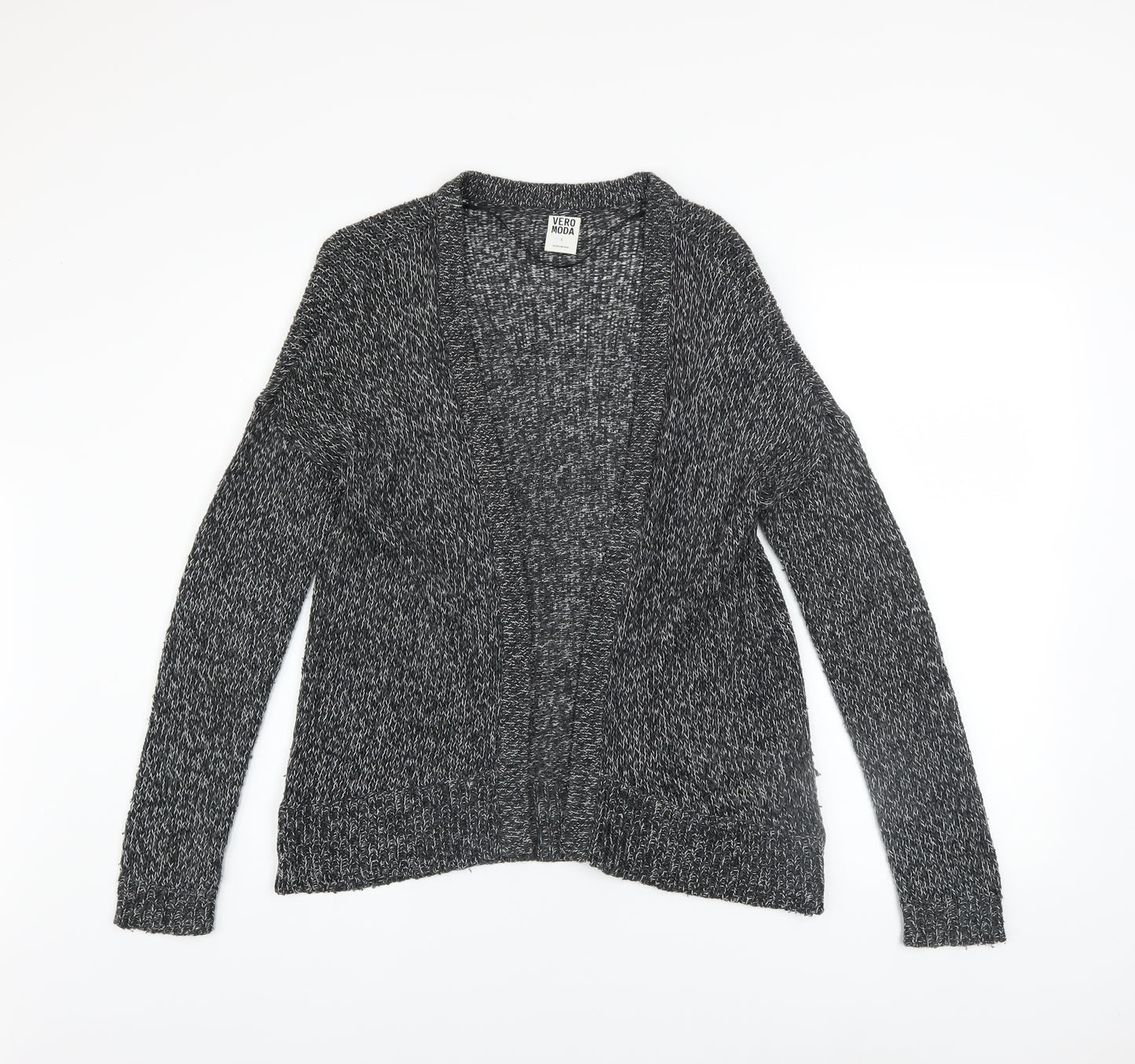 Vero Moda Women's Grey Knit Open Front Long Sleeve Cardigan Size S