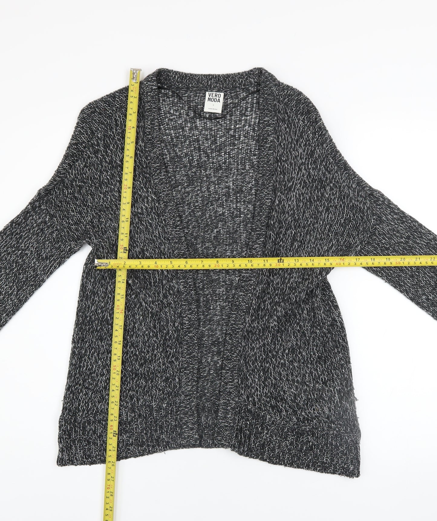 Vero Moda Women's Grey Knit Open Front Long Sleeve Cardigan Size S
