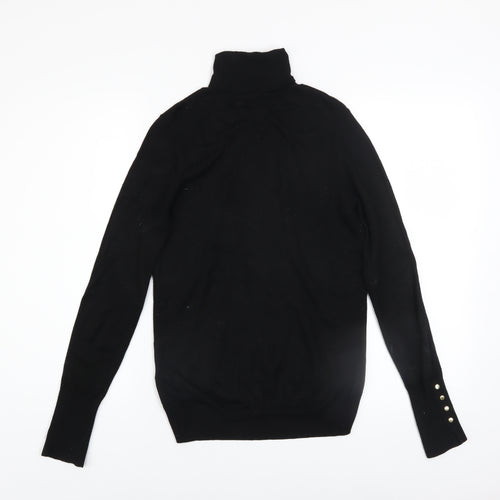 Zara Women Black Roll Neck Slim Fit Knit Jumper Size 8