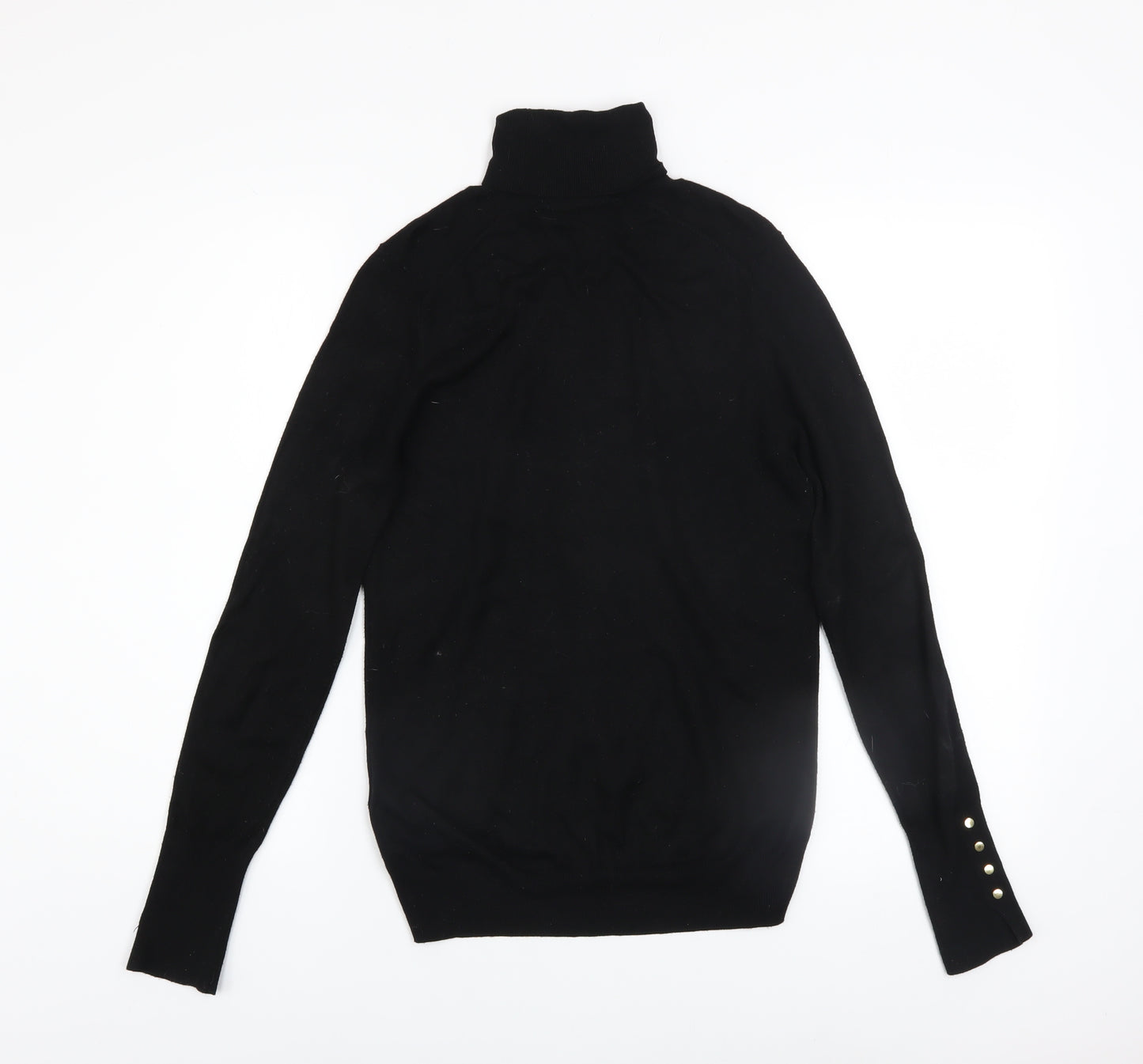 Zara Women Black Roll Neck Slim Fit Knit Jumper Size 8