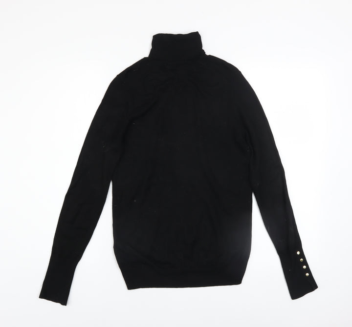 Zara Women Black Roll Neck Slim Fit Knit Jumper Size 8