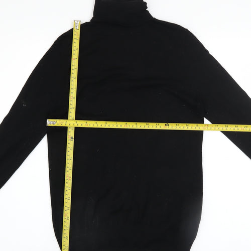 Zara Women Black Roll Neck Slim Fit Knit Jumper Size 8