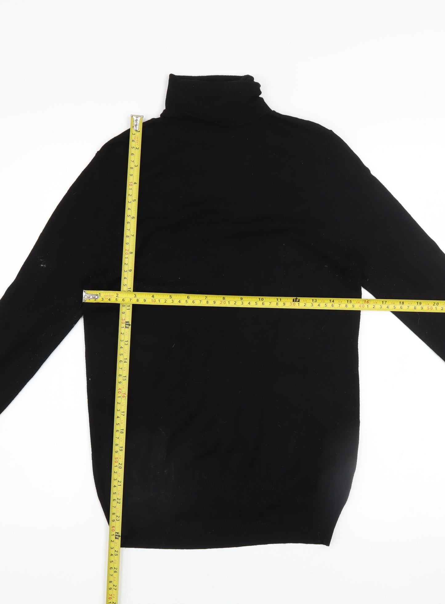 Zara Women Black Roll Neck Slim Fit Knit Jumper Size 8