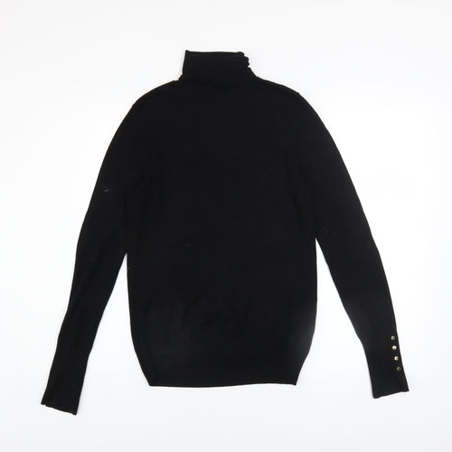 Zara Women Black Roll Neck Slim Fit Knit Jumper Size 8