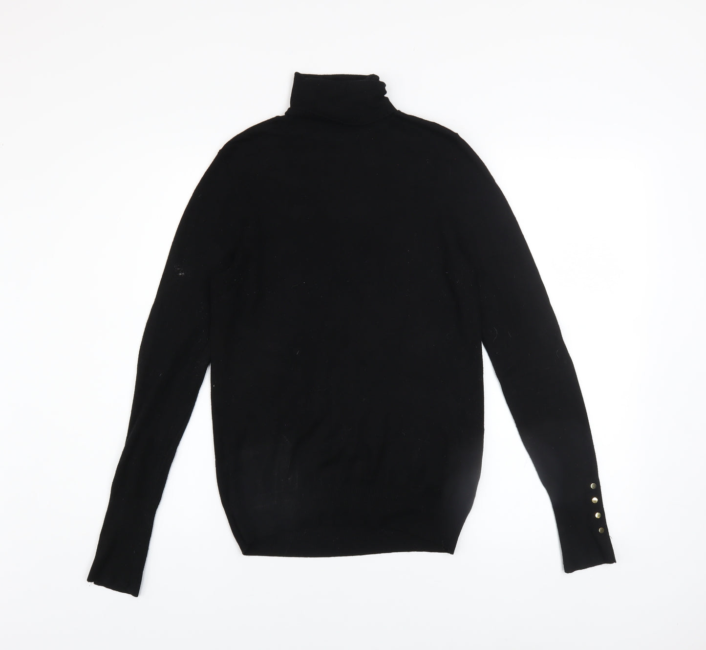 Zara Women Black Roll Neck Slim Fit Knit Jumper Size 8