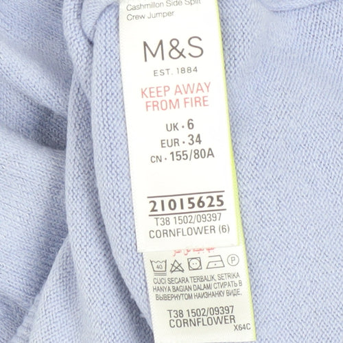 Marks and Spencer Women’s Blue Crew Neck Pullover Jumper Size 6